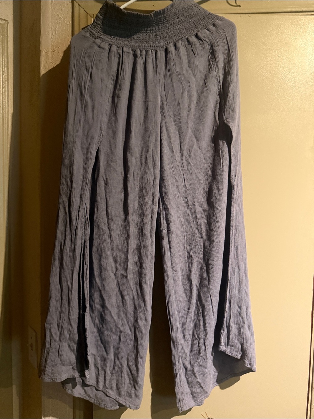 Rewash Wide Leg Lavender-Gray Smocked Waist Pants